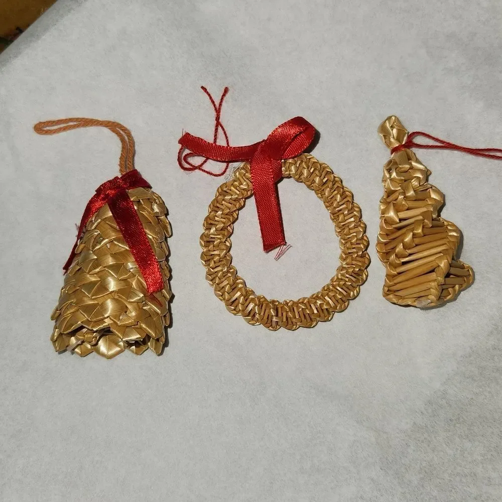 Hawaiian Woven Christmas Ornaments Set of 3